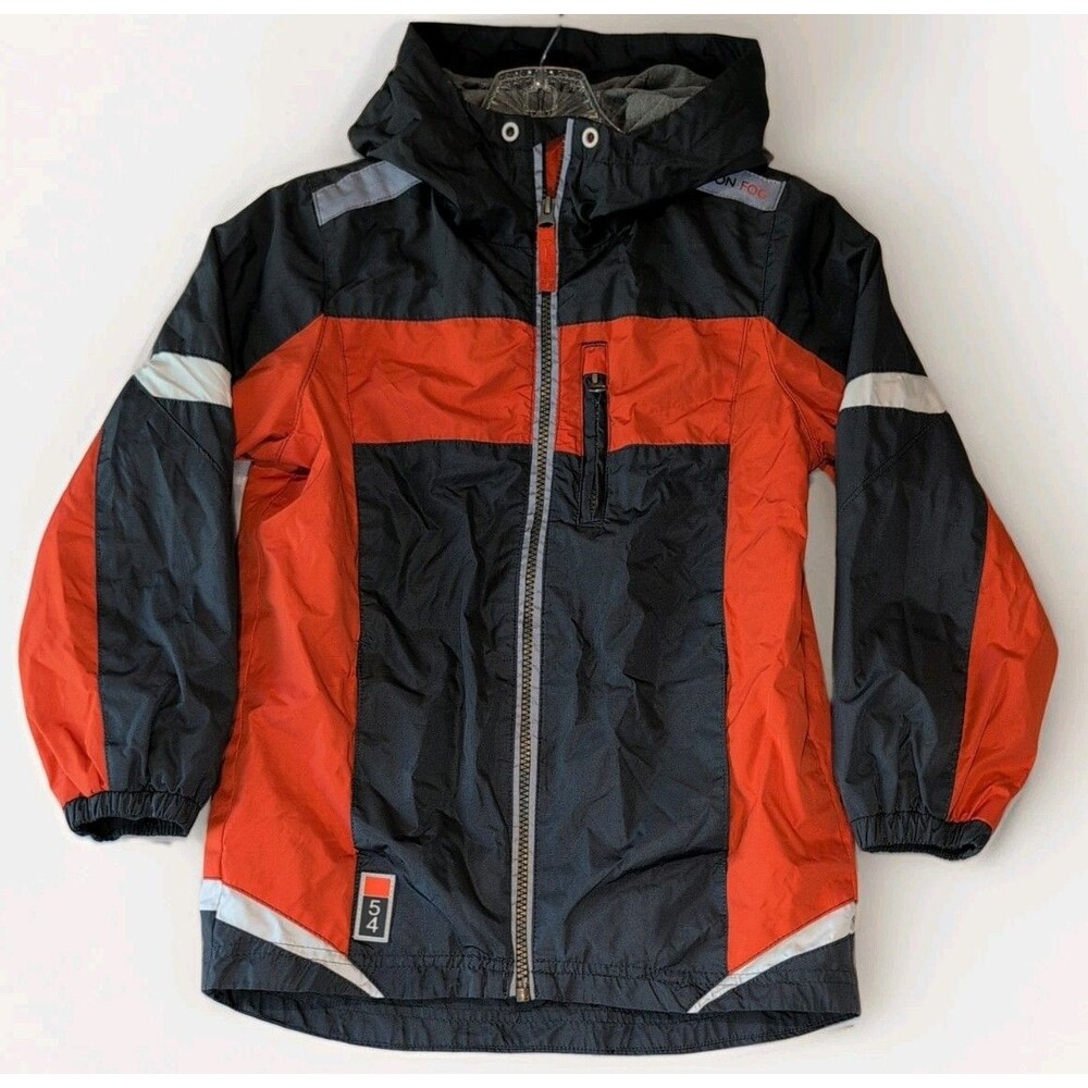 London Fog Kids Hooded Zip Front Jacket Grey Size L/7 Orange and Gray